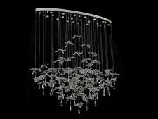 NEWPORT 8200 8220/140 С oval chrome , Люстра, Chrome polished Сlear glass + Silver glass L140*40*H150 cm GU4 20*5W (Возможна замена на белое основание по запросу.)